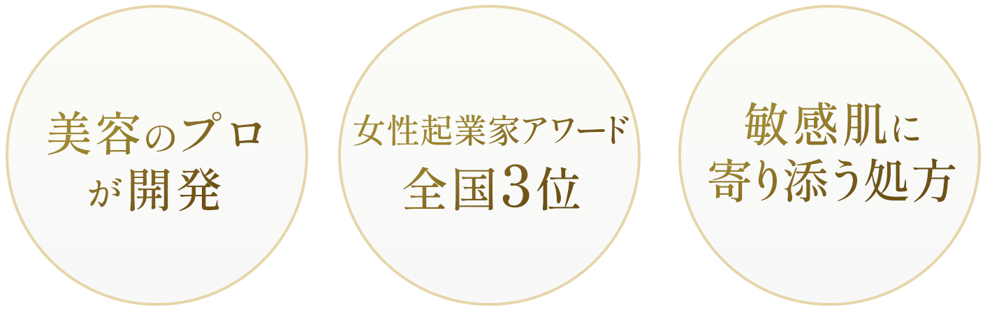 美容のプロが開発、女性起業家アワード全国3位、敏感肌に寄り添う処方
